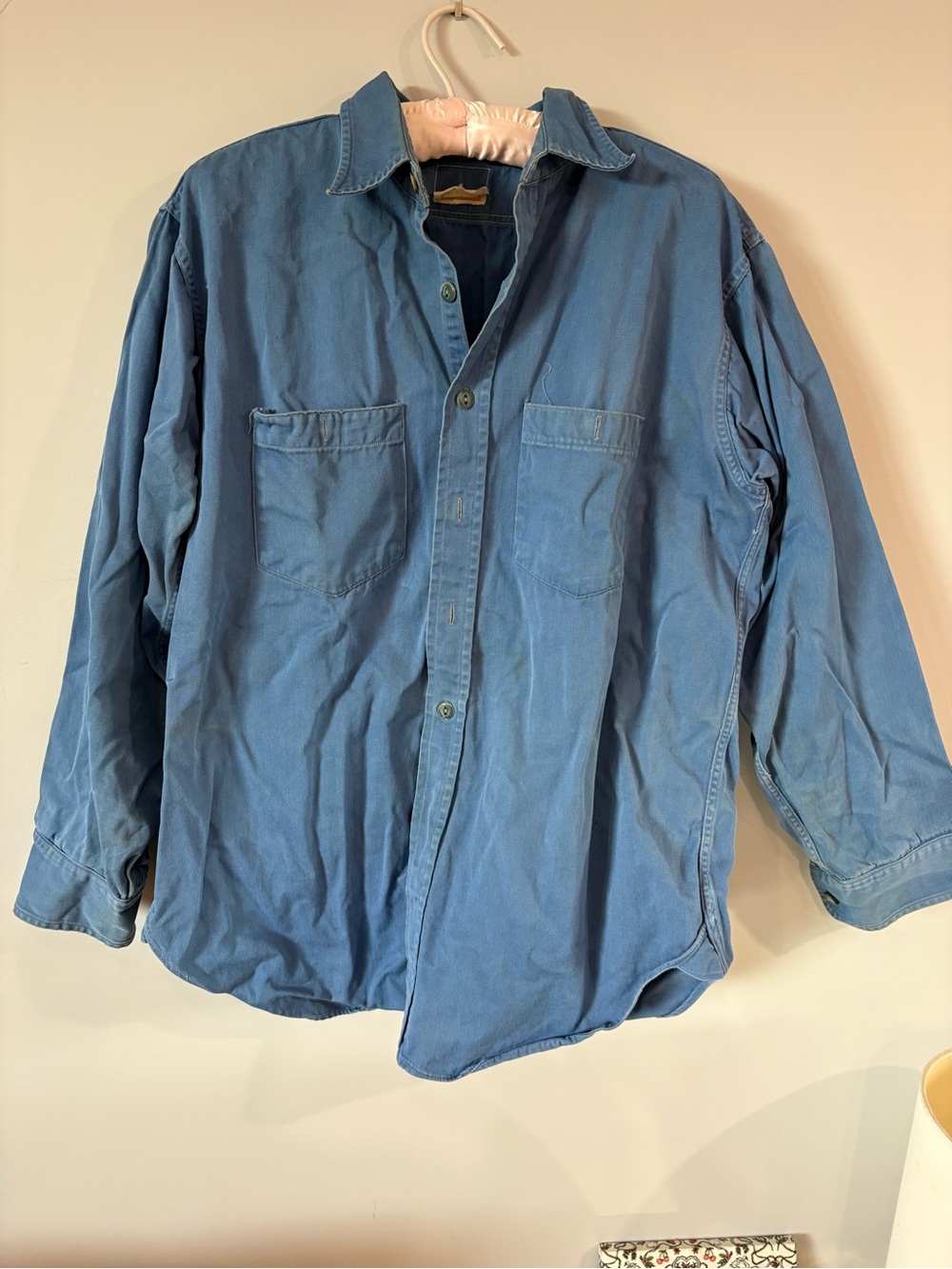 VINTAGE Blue Button-Up Shirt Jean Work Jacket